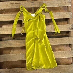 Monteau Lime Green Tie-Shoulder Satin Skirt